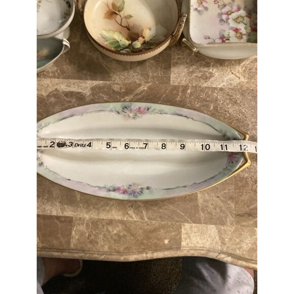 Antique HR Hutschenreuther Selb Bavaria Oval Serving Dish Handpaint Gold Trim - Picture 10 of 12
